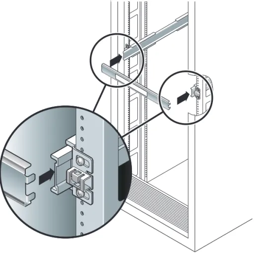 FIGURE 2-6 Using the Slide Rail Spacing Tool to Adjust the Distance Between the Slide Rails