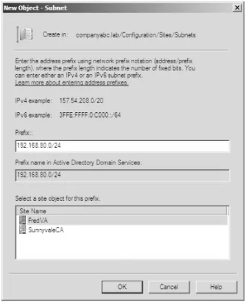 FIGURE 7.7 Associate a subnet to a site.