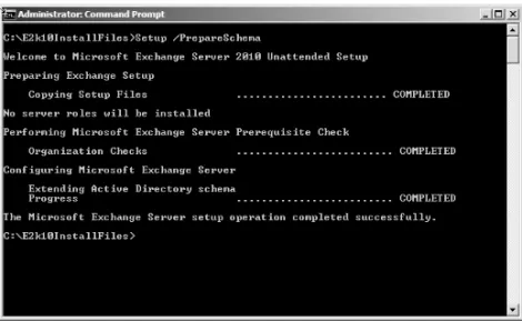 FIGURE 7.9 Preparing the Active Directory Schema.
