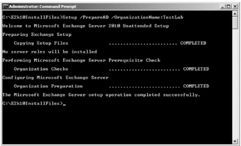FIGURE 7.10 Preparing the Domain and Creating the Organization.