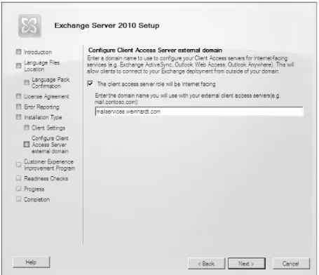 FIGURE 7.11 The New Configure Client Access Server External Domain screen.