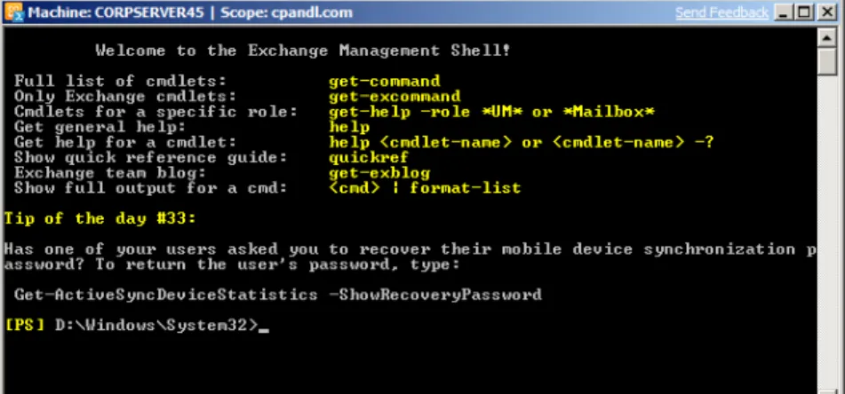 Figure 1-2  The Exchange Management Shell. 
