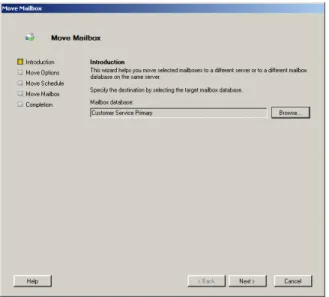 Figure 6-4  Use the Move Mailbox Wizard to move mailboxes. 