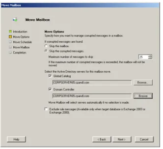 Figure 6-5  Set the options for moving the mailbox. 
