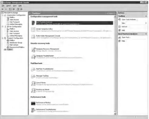 Figure 2.12 The Toolbox work center of the Exchange Management Console