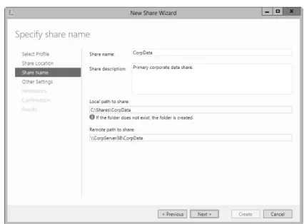 Figure 3-5 . This is the name of the folder to which users will connect . Share  names must be unique for each system.