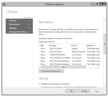 FIGURE 3-6   Modify share settings by using the options provided .