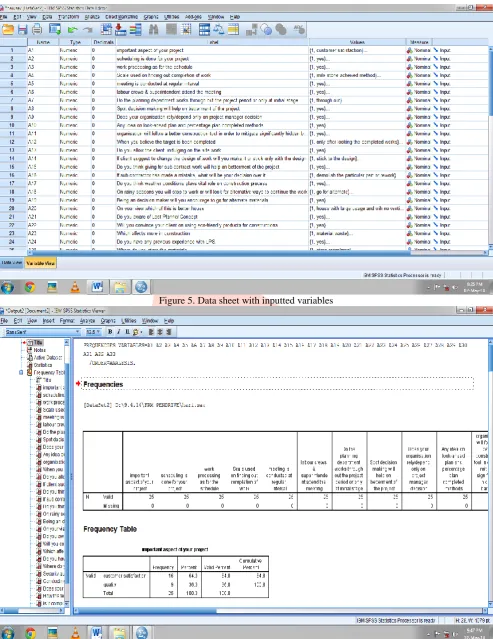 Figure 5. Data sheet with inputted variables 