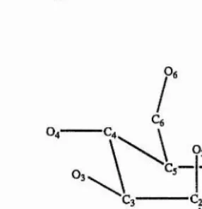 Figure 1.3. Numbering scheme for mannose. The dotted bonds show the N-Acetyl group 