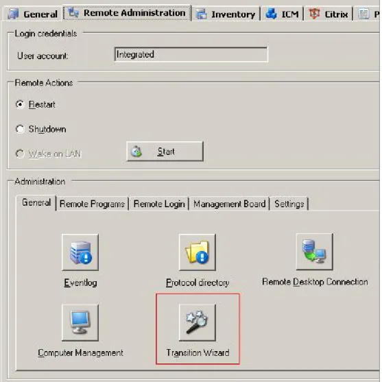 Figure 4: Transition Wizard 