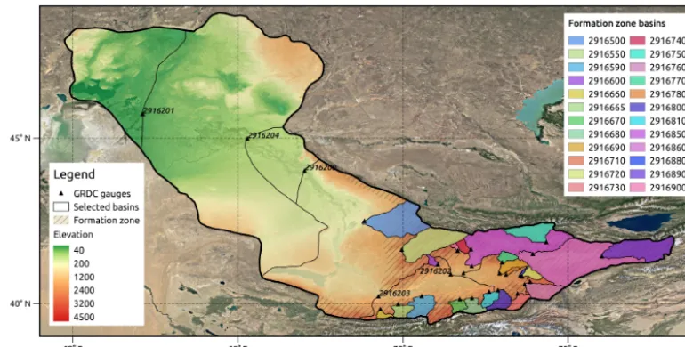 Figure 1. The Small Aral Sea basin and selected river basins.