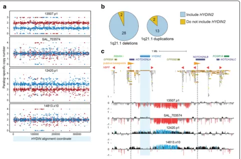 Fig. 5 HYDIN212420.p1. Note: log2 hybridization signal intensity (150,000,000) with genes and segmental duplications annotated (sequence (events from 73 individuals based on MIP sequencing and analysis