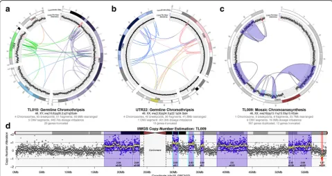 Fig. 5 Extreme chromoanagenesis manifests by multiple mutational mechanisms in three participants with developmental anomalies