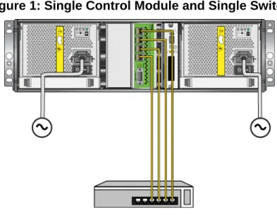 Figure 1 shows the recommended network configuration for single control module array with four  iSCSI interfaces