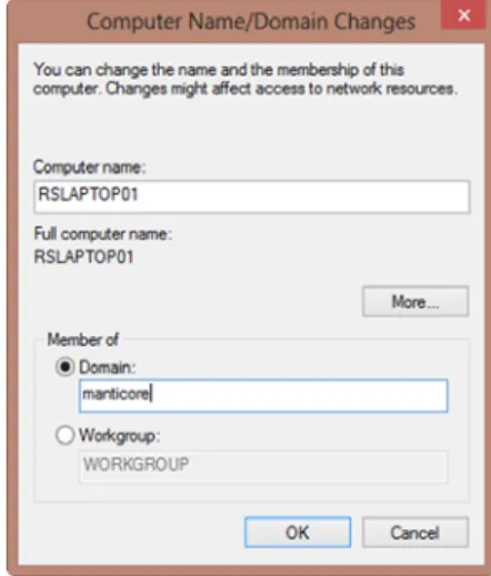 Figure 6.5 Dialog to add a computer to  the domain