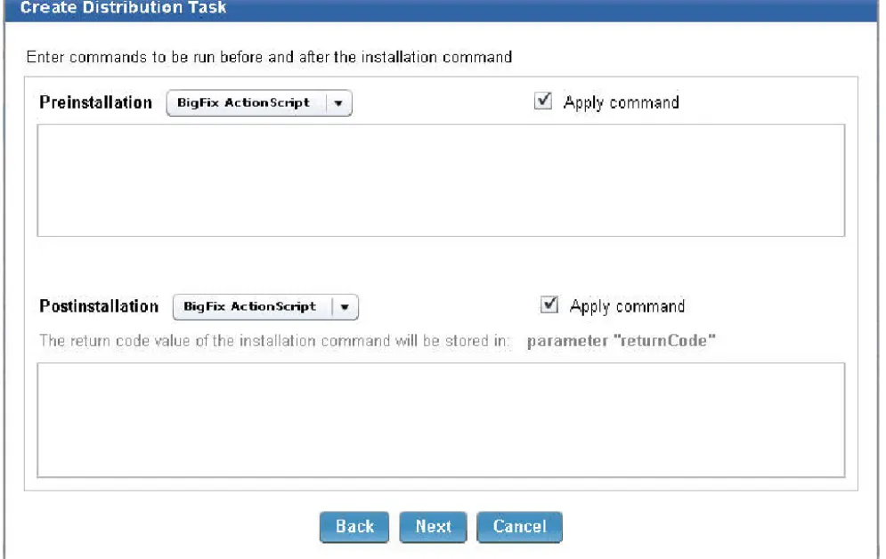 Figure 29. Add custom preinstallation and postinstallation commands