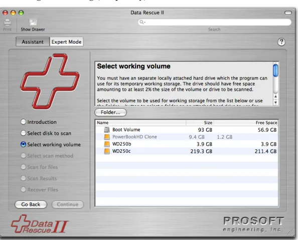Figure 5. Working Volume Selection Screen