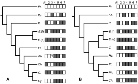 Table 2. Matrix of seven bone histological characters (#1molecular/serological hypotheses of Chelidae (Fig