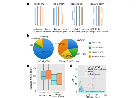 Fig. 5 Application of inGAP-CDG on orthologous gene construction and its computational efficiency