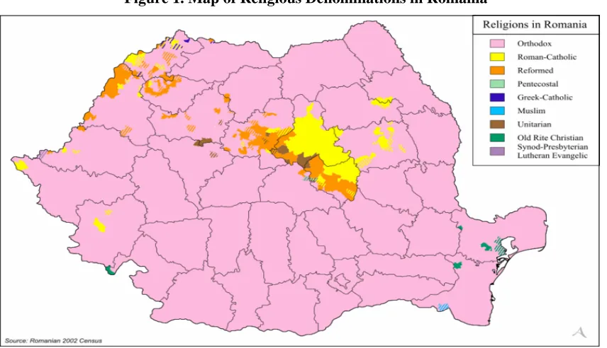 Figure 1. Map of Religious Denominations in Romania148 