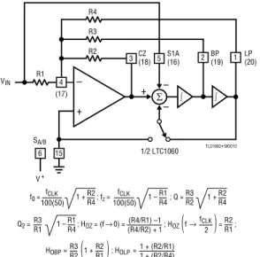 Figure 15. Mode 5: 2nd Order Filter Providing Numerator Complex Zeros, Bandpass, Lowpass
