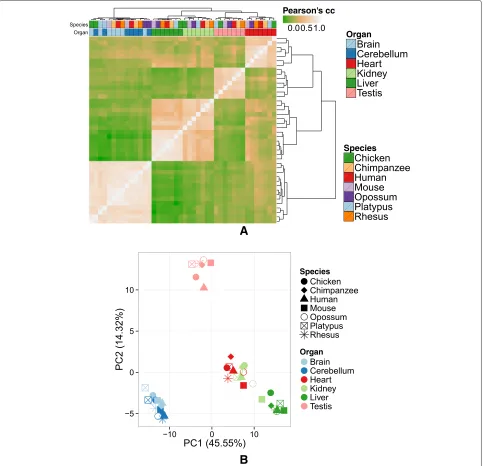 Fig. 2 Hierarchical clustering (coefficient,organ-dominated clustering than when including all genes