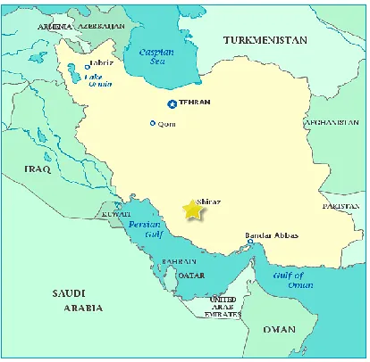 Figure 2: Shiraz location in Iran map 