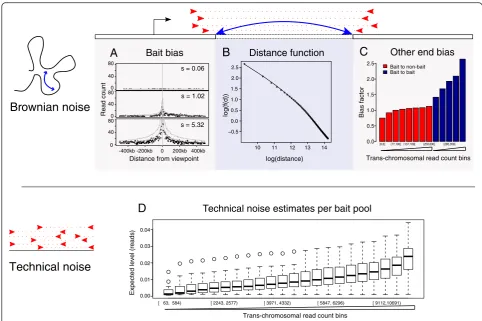 Fig. 4 Sources of background counts and bias accounted for by the CHiCAGO model, illustrated with GM12878 data