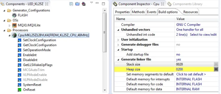 Figure 1-2. MQX Lite Heap Size Setting