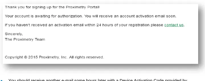 Figure 2-6.  Authorization Pass E-mail from Proximetry 