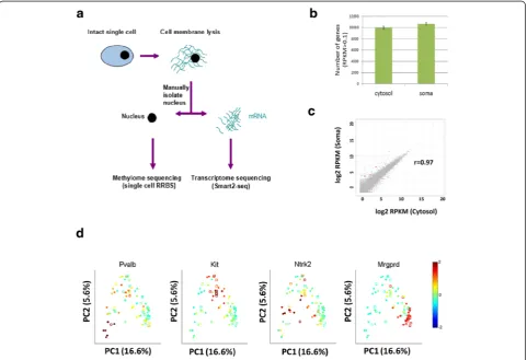 Fig. 1 Single-cell cytosol transcriptome resembles single-soma transcriptome. a Schematic of the single-cell transcriptome and methylome sequencing(scMT-seq) method
