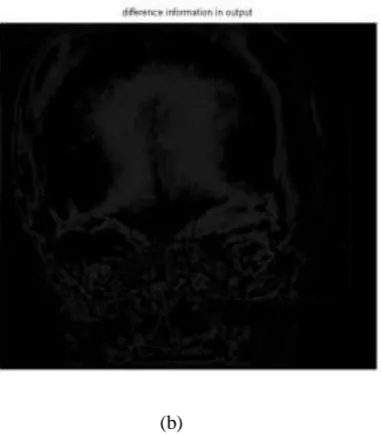 Fig. 5 (a)Recovered gray image of Fig,4(d) , (b) Image of  absolute difference between original(Fig.4 (a)) and recorved gray image(a) with maximum value of 26 and MSE 5.6057.