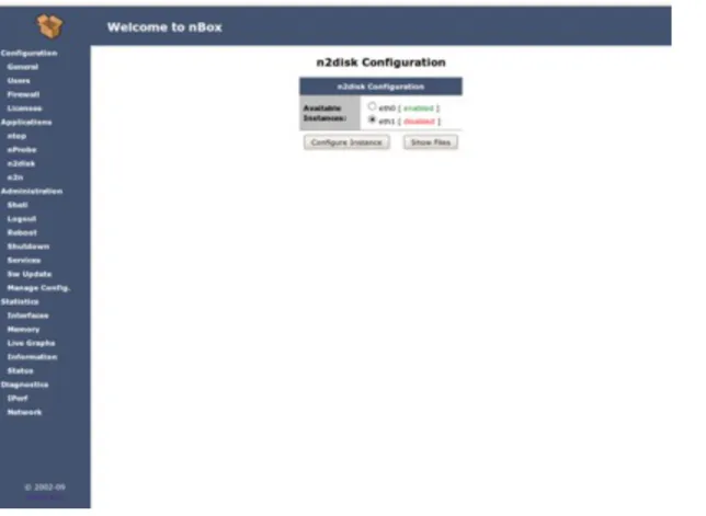 Fig. 8 — nBox: main n2disk Configuration Page, selection of the network interface.