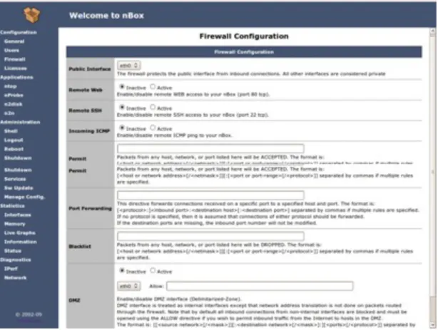 Fig. 13 — nBox: Firewall Configuration Page
