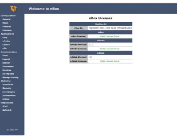 Fig. 14 — nBox: License Configuration Page