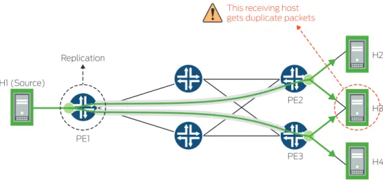 Figure 15: EVPN ingress replication and the need for a designated forwarder