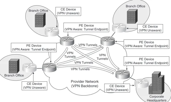 Figure 1-6 illustrates a typical PE-based VPN.
