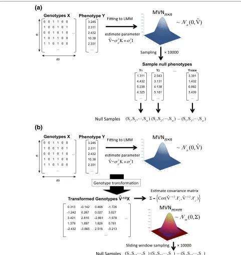 Fig. 13 Overview of the resampling procedures. a Parametric bootstrapping and b MultiTrans, with 104 sampling applied for both parametricbootstrapping and MultiTrans