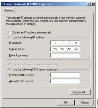 Figure 2 Configuring Your PC with a Static IP Address Between 10.10.10.2 and 10.10.10.6