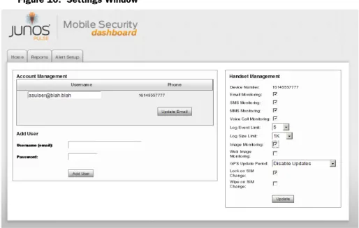 Figure 10:  Settings Window