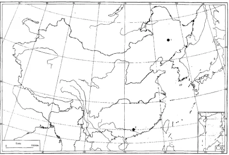 Fig. 2. Occurrences of Fagus in the Cretaceous (the Arabic numerals correspond to the number of localities in Table 3) 