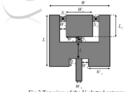 Fig 3 Top view of the U-slotted antenna [38]   