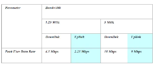 Table 3 [3] 802.20 bit rate and channel size 