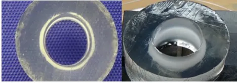 Figure 4 Freeze zone determinations in ballistic gel for LN2 spray testing.