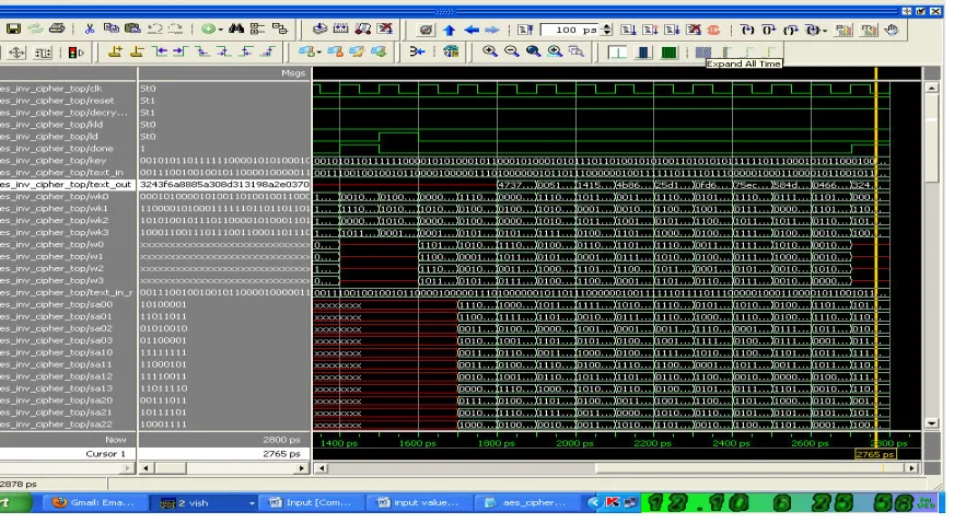 Fig 8: Simulation results for encryption. 