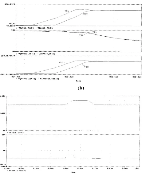 Fig. 7. Simulated waveforms when the dc-link voltage is abruptly changed(top: dc-link voltage; bottom: gate voltage)