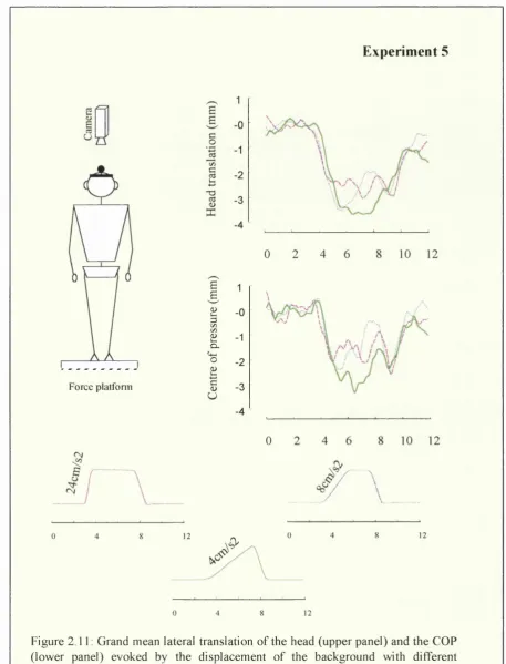 Figure 2(lower panel) evoked by the displacement of the background with different accelerations while subjects were fixating the stationary foreground