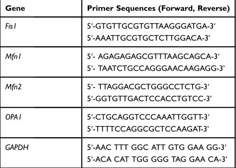 Table 1 Primer Sequences for Real-Time PCR