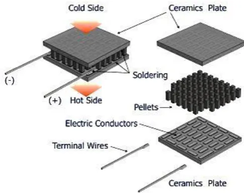 Figure 2.2: Basic Construction of a Single-Stage TEC (TEC Microsystem) 