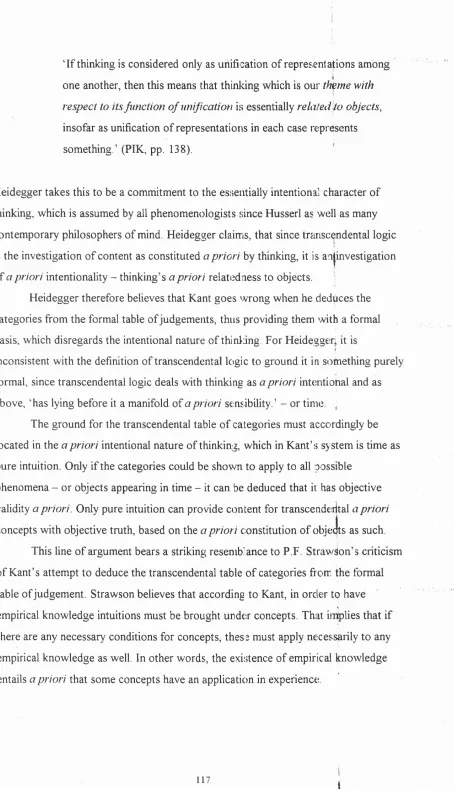 table of judgement. Strawson believes that according to Kant, in order to have 